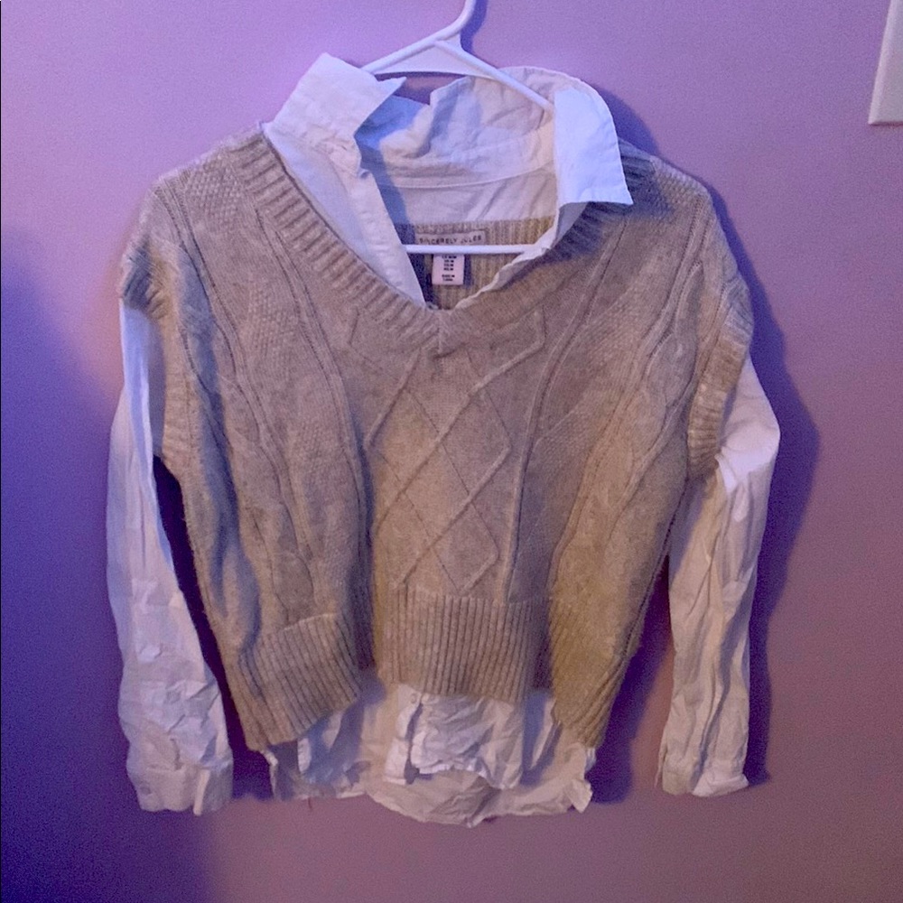 Gray Cable Knit Sweater Vest